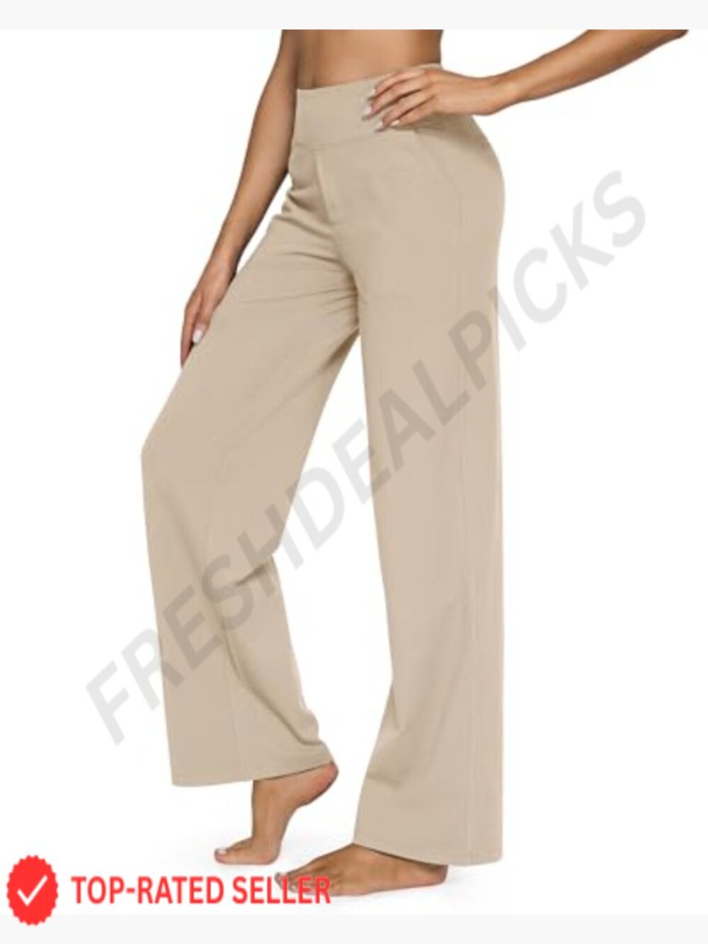 Wide Leg Yoga Pants High Waist Stretch Dress Casual Sweatpants with Pockets - Picture 6 of 7